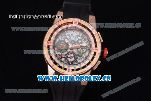 Richard Mille RM60-01 Asia Automatic Rose Gold Case with Skeleton Dial Black Rubber Strap and Stick/Arabic Numeral Markers - Click Image to Close